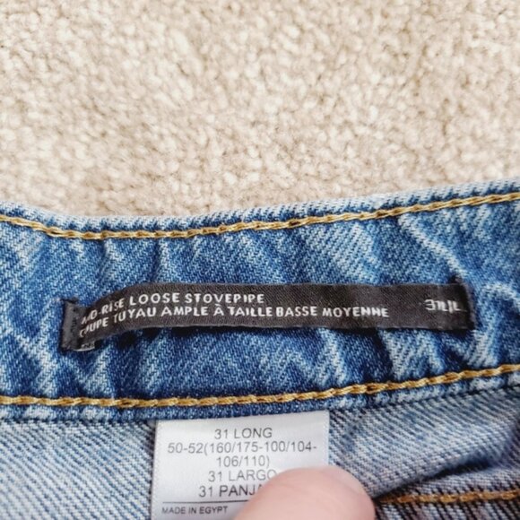 Banana Republic Midrise Loose Stovepipe Wide Leg Button Fly Baggy Jeans 31 - Picture 8 of 14